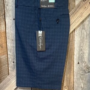 Walter Hagen Navy Micro-Plaid Flat Front Men’s Shorts